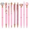 9 Pcs Ballpoint Pens Set Metal Crystal Diamond Glitter Pens for Journaling Black Ink Pretty Cute Things Fancy Stationery Gifts for Women Girls Birthday Home Office Desk(Pink)